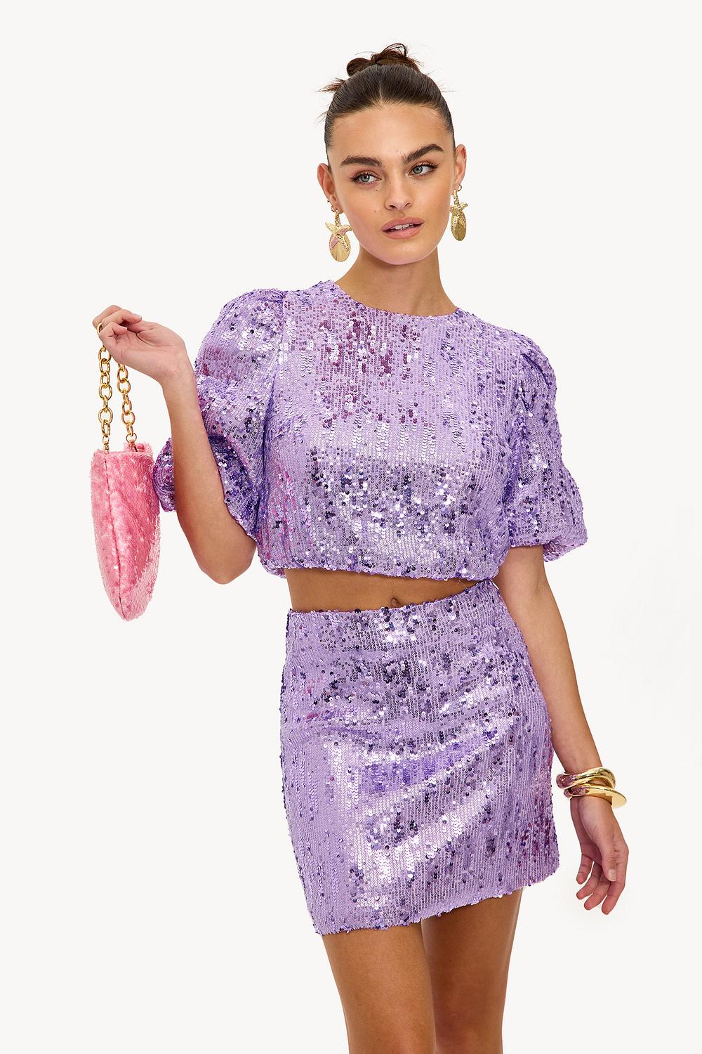 Purple sequinned skirt