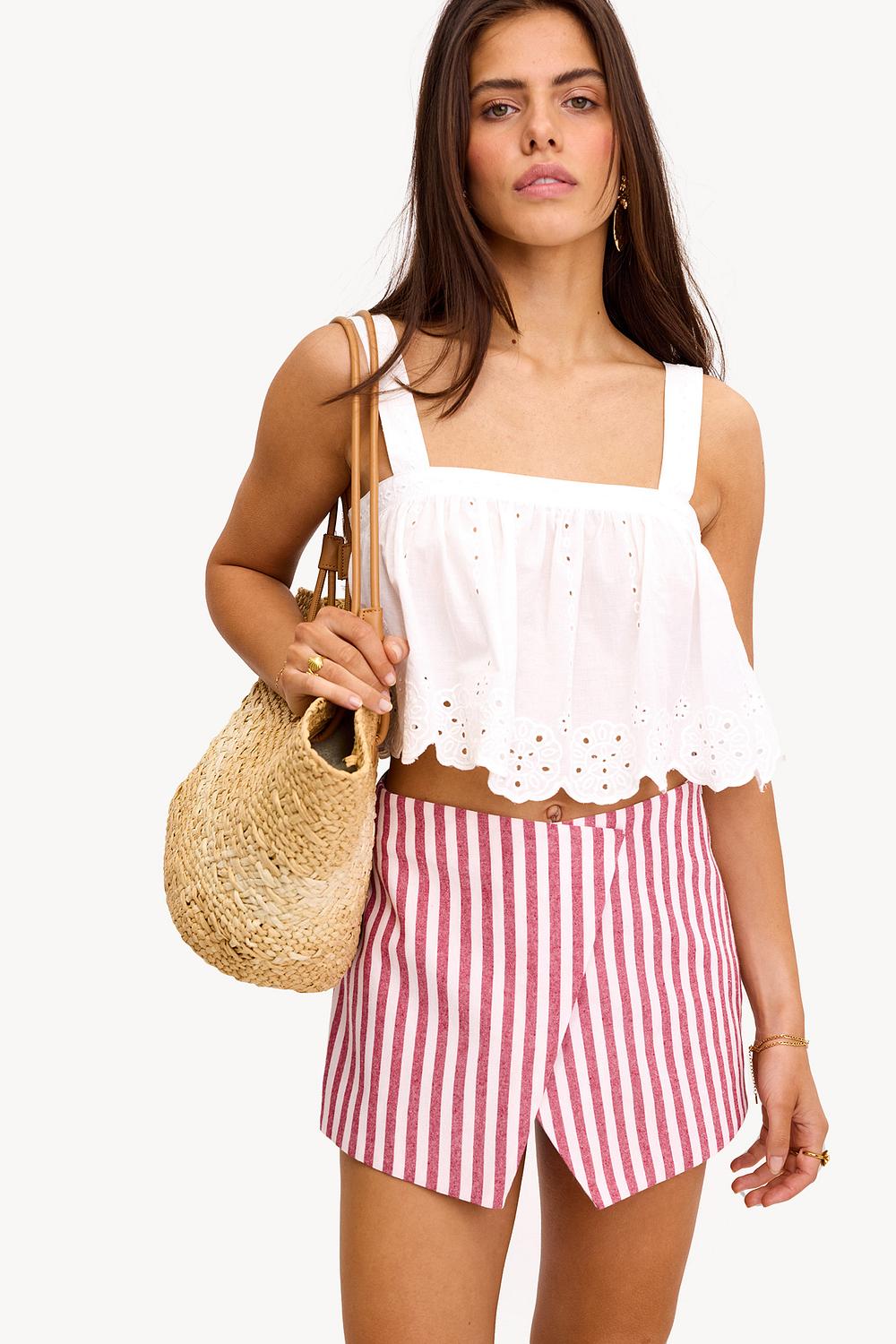 Red skort with stripes