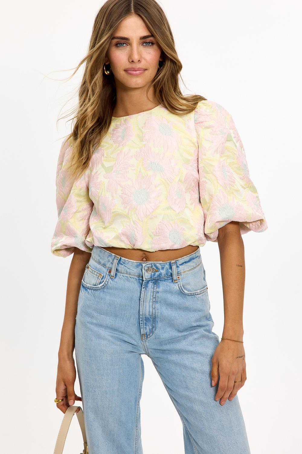 Yellow top with flowers