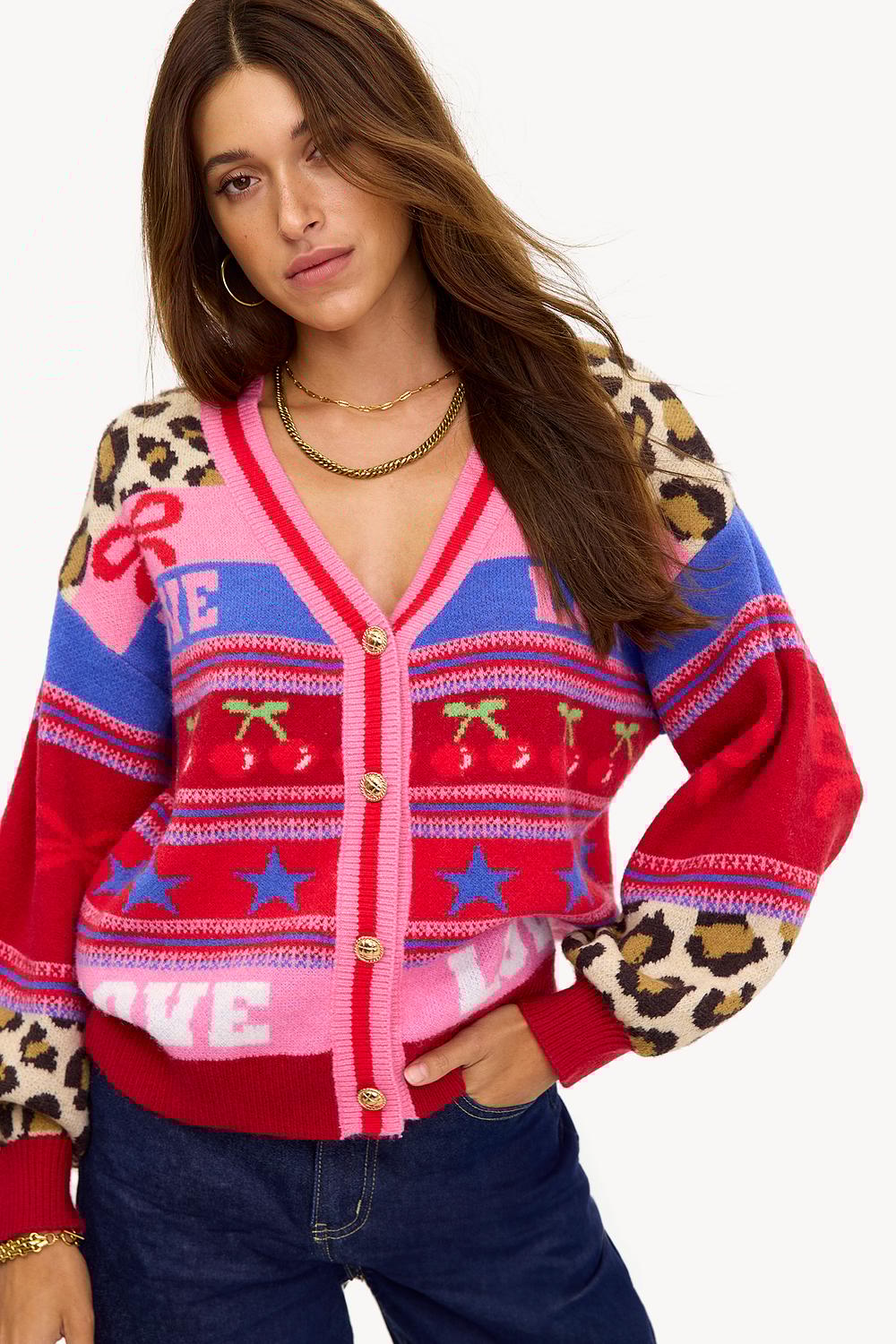 Gilet rouge à imprimé jacquard