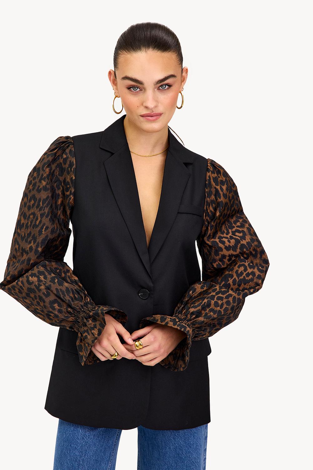 Blazer noir avec imprimé panthère