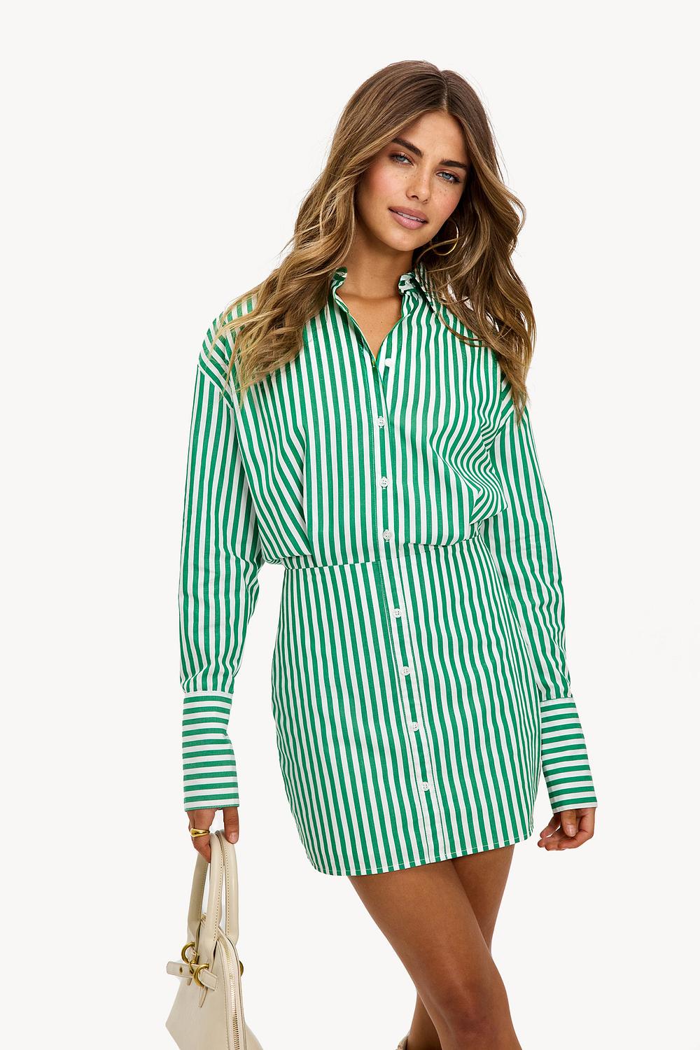 Groene mini jurk met strepen