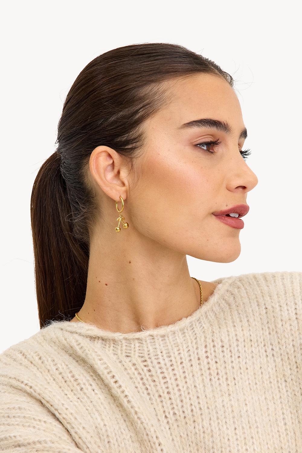 Boucles d'oreilles cerises dorées