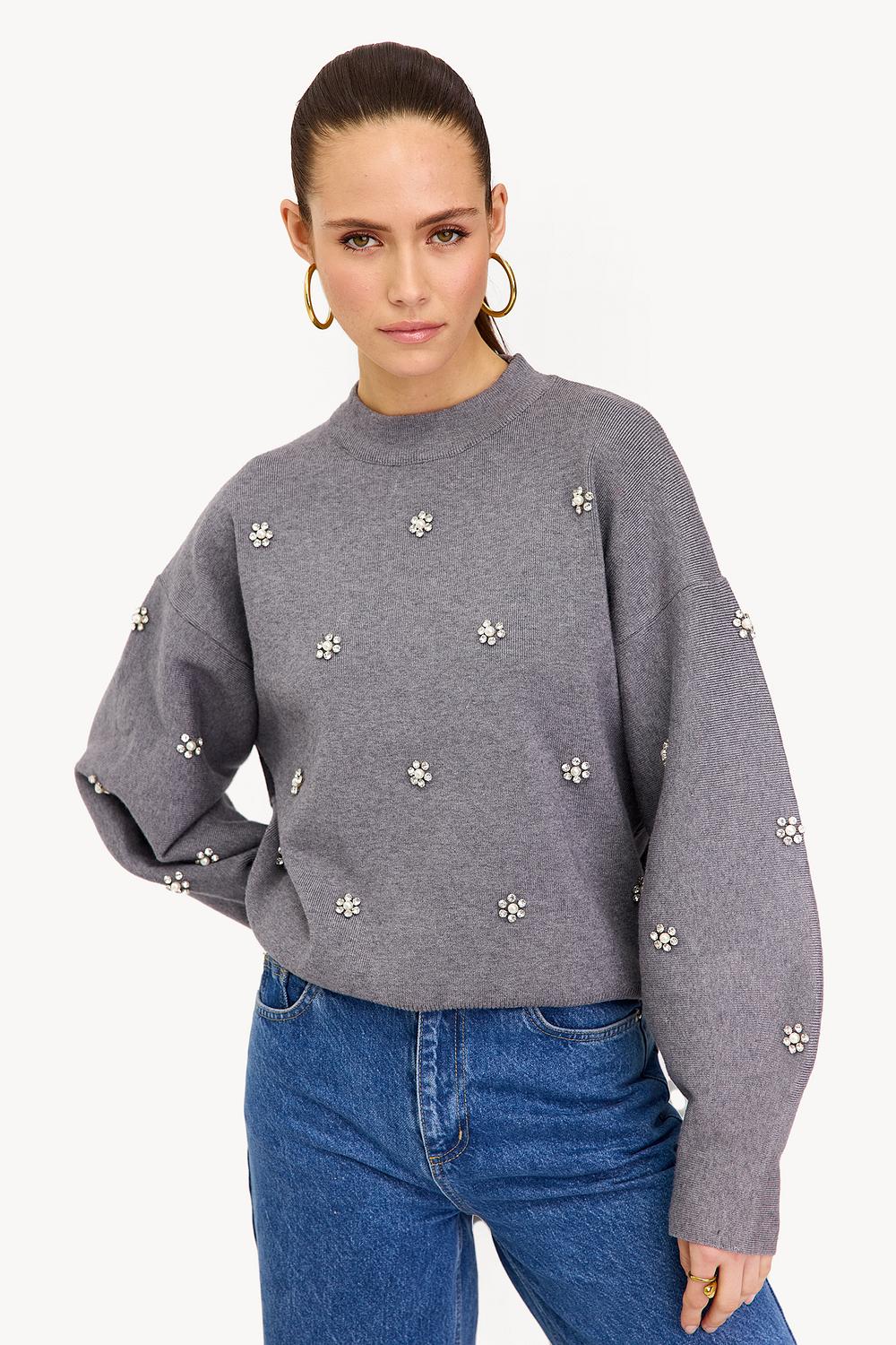 Jersey gris con strass
