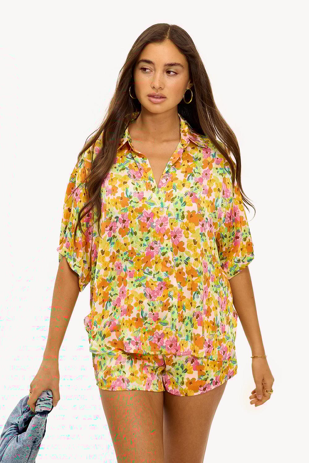 Gele blouse met bloemenprint