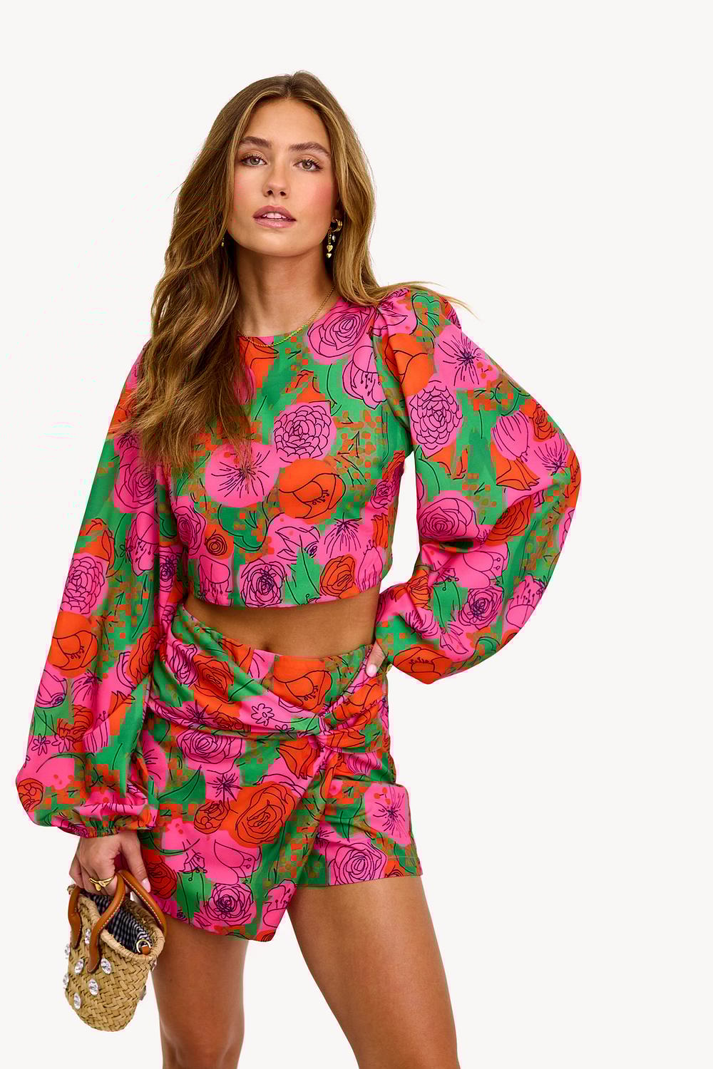 Top rouge à imprimé floral