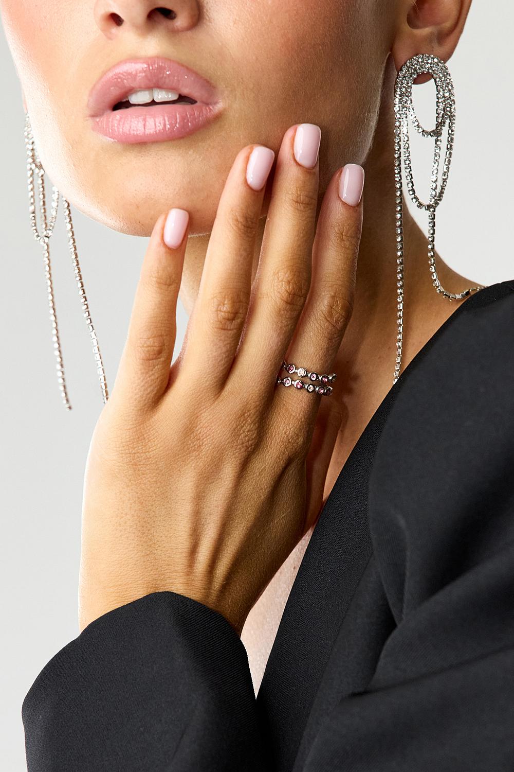 Anillo de plata con strass rosa