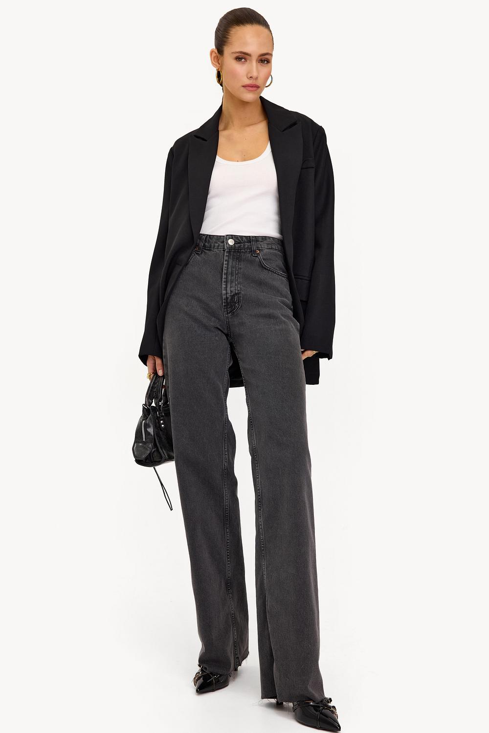 Grijze high straight fit jeans