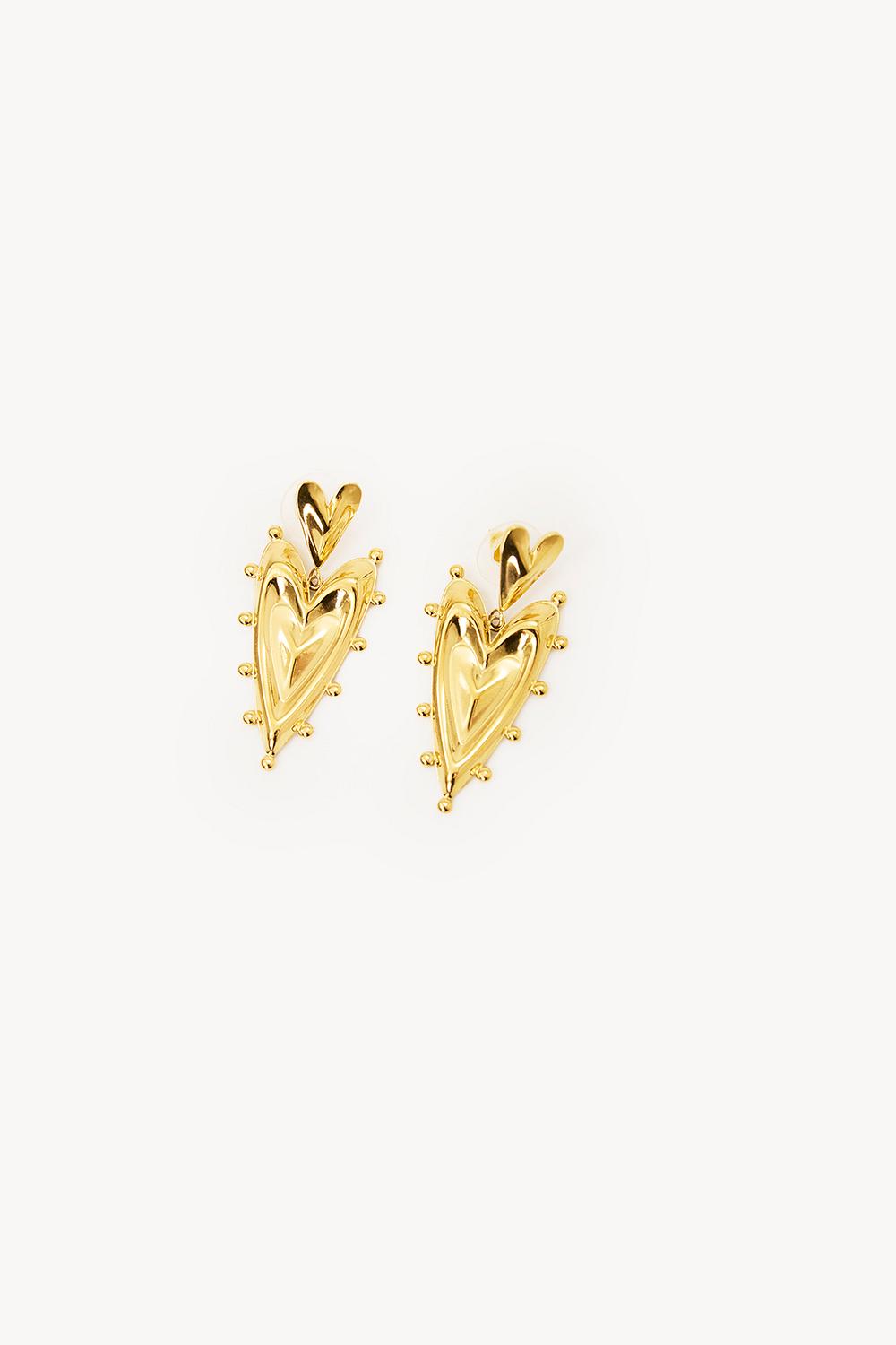 Pendientes corazón dorados
