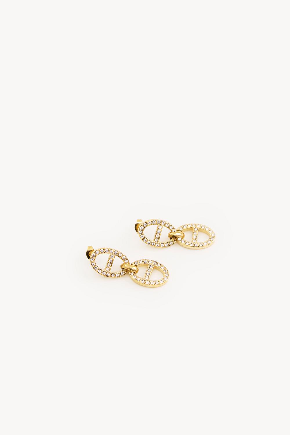 Boucles d'oreilles dorées avec strass