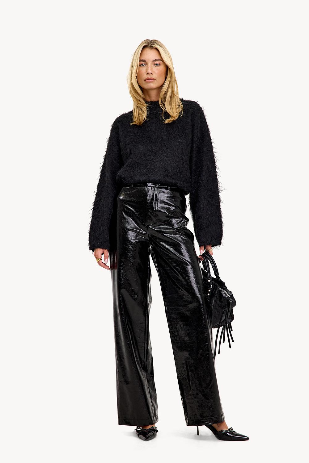 Pantalon en cuir PU noir