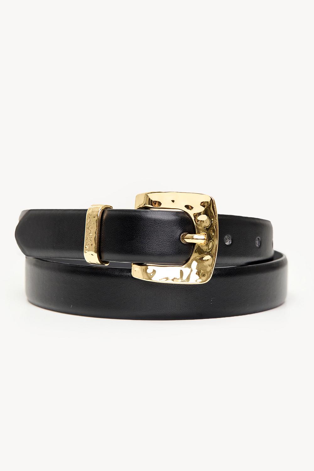Cinturón negro con apliques dorados