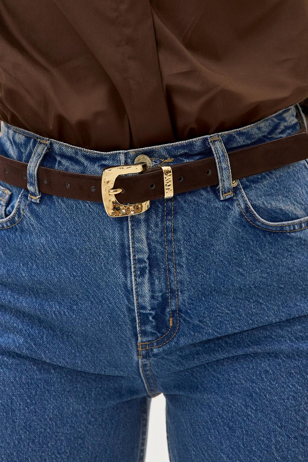 Cinturón marrón oscuro efecto ante