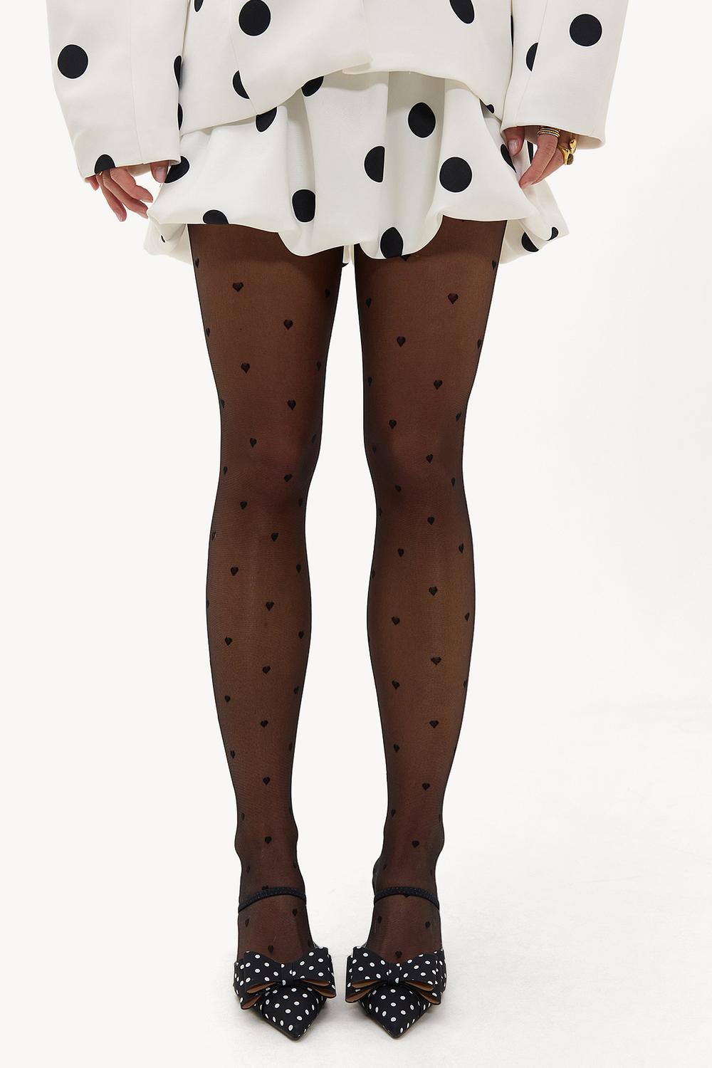 Collants noirs à cœurs