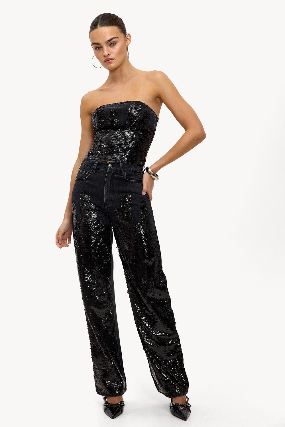 Jean noir à paillettes