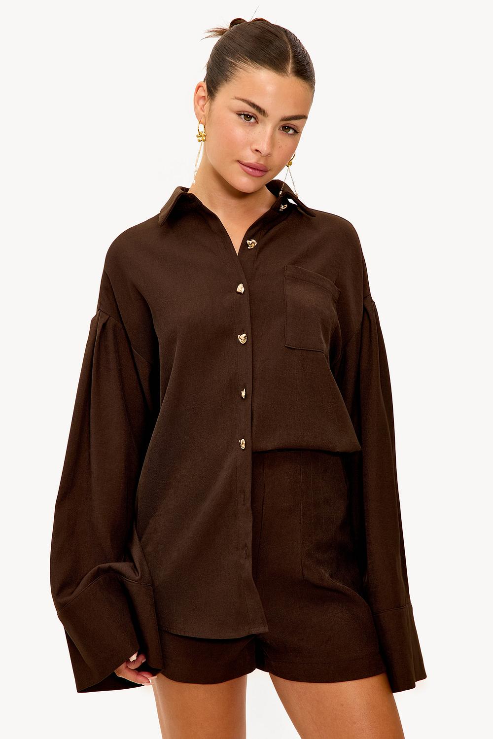 Donkerbruine blouse