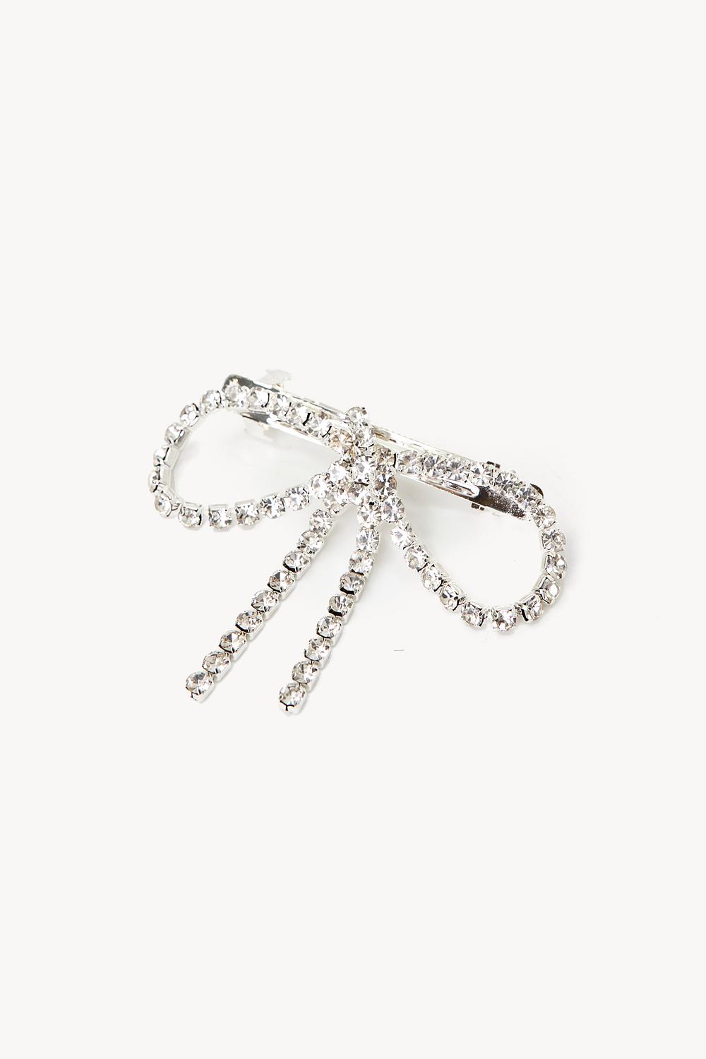 Pinza de pelo plateada con strass