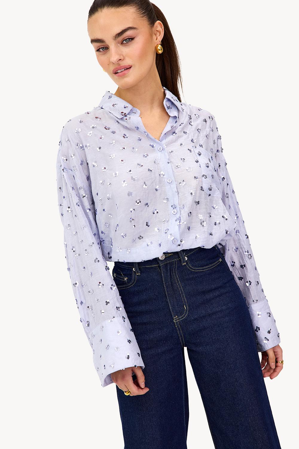 Chemisier bleu à paillettes