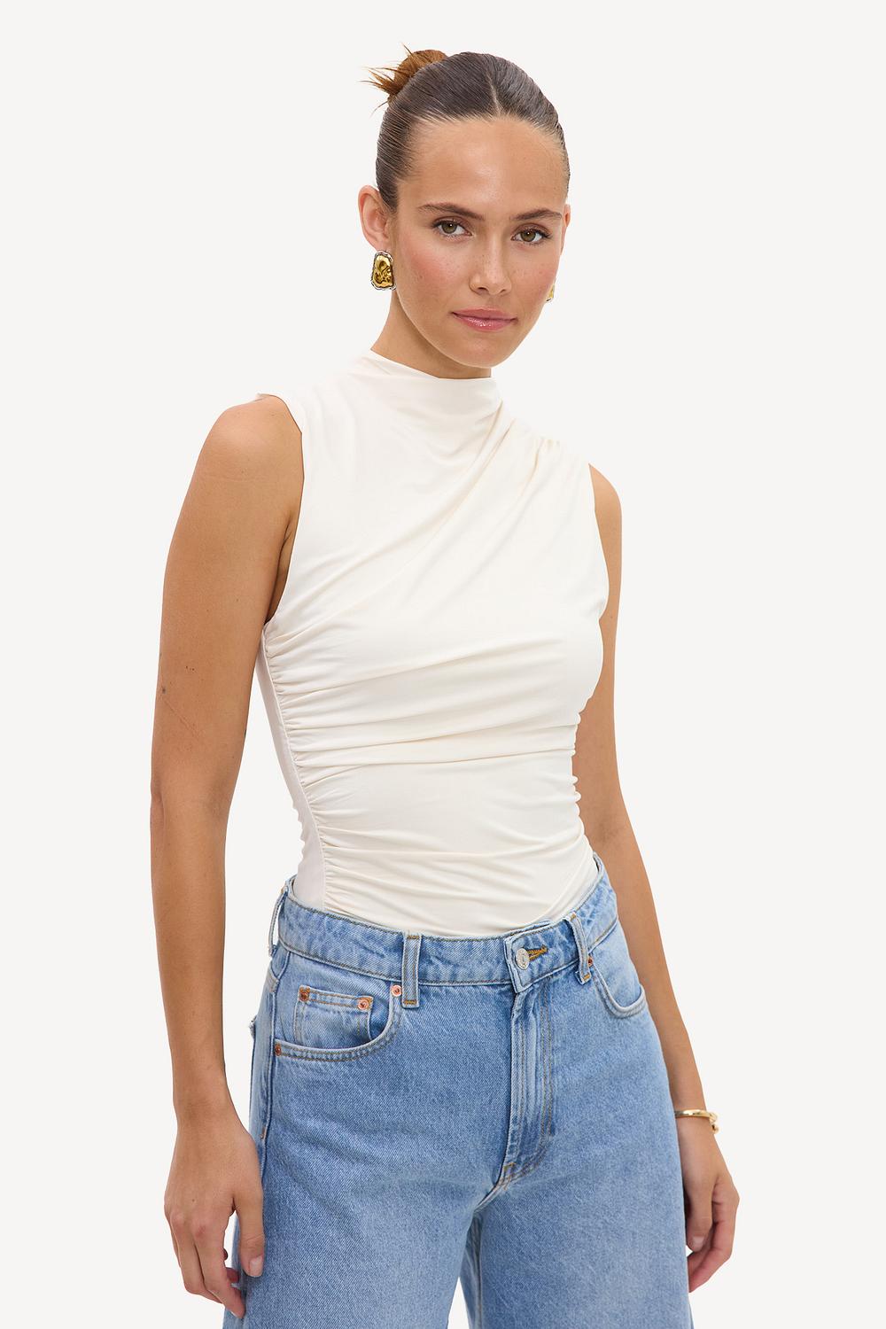 White draped top