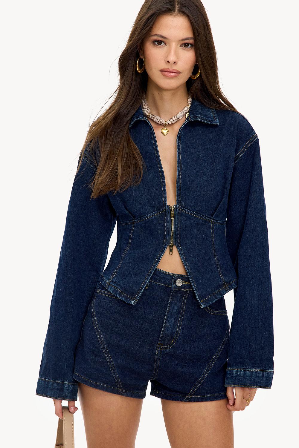 Short en jean bleu foncé