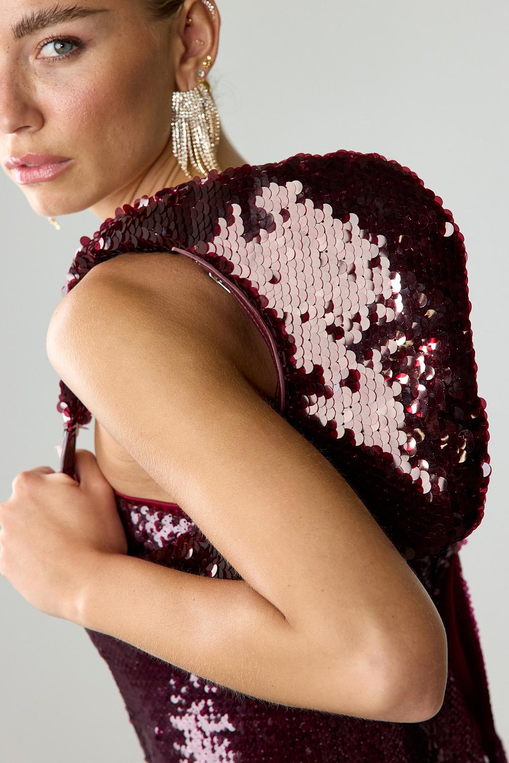 Sac à main rouge avec paillettes