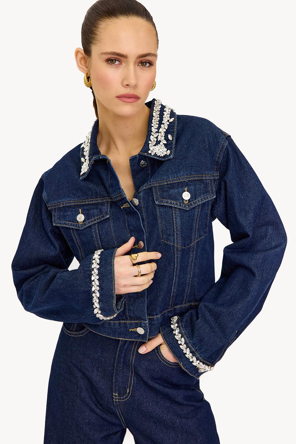 Veste en jean avec strass