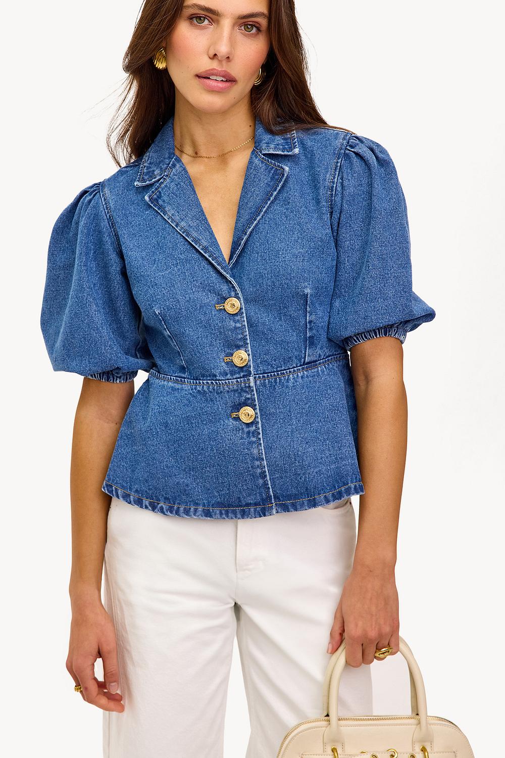 Denim peplum jacket