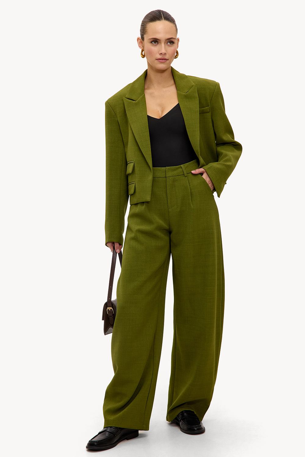 Pantalón balloon fit verde oscuro