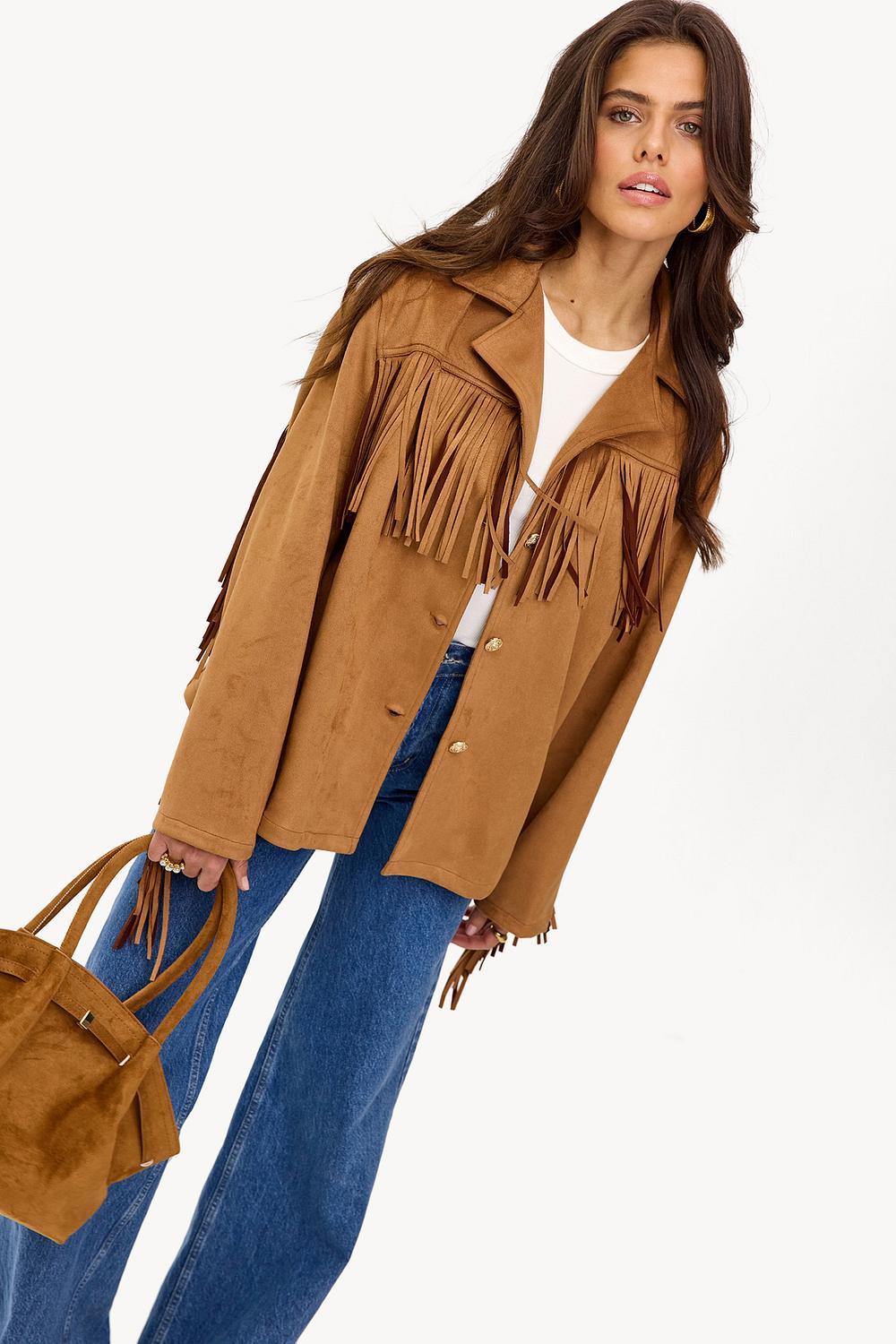 Veste marron à franges