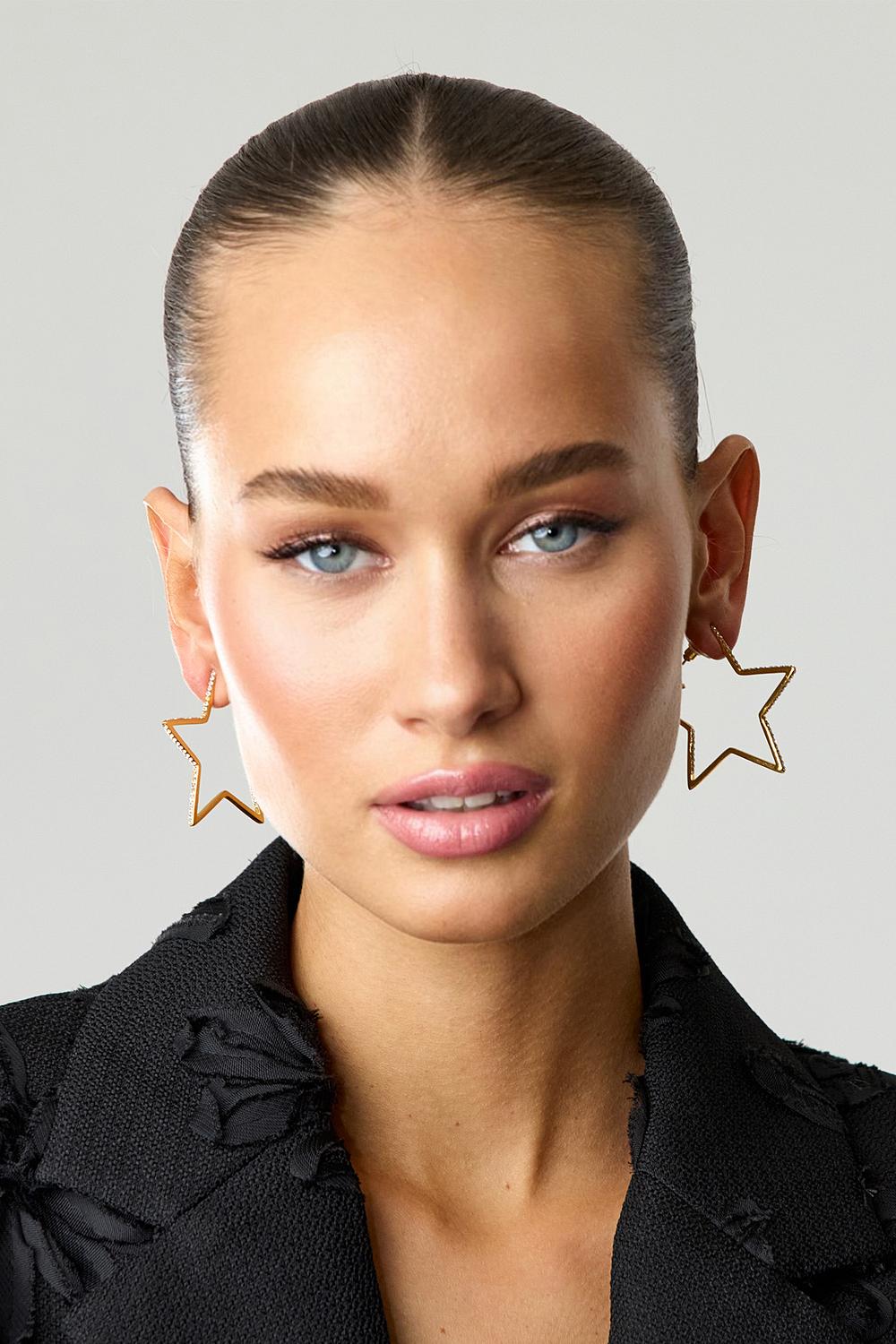 Boucles d'oreilles étoiles dorées avec strass