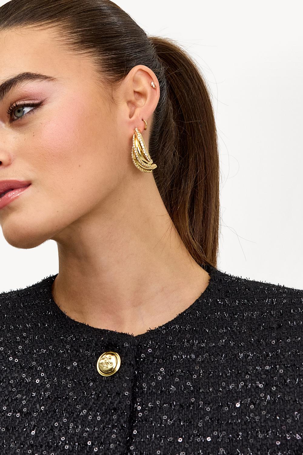 Pendientes dorados con strass