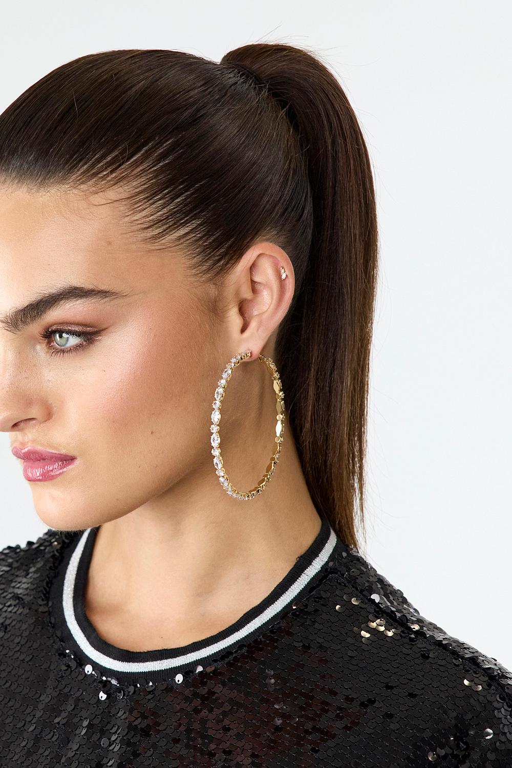 Boucles d'oreilles or avec strass