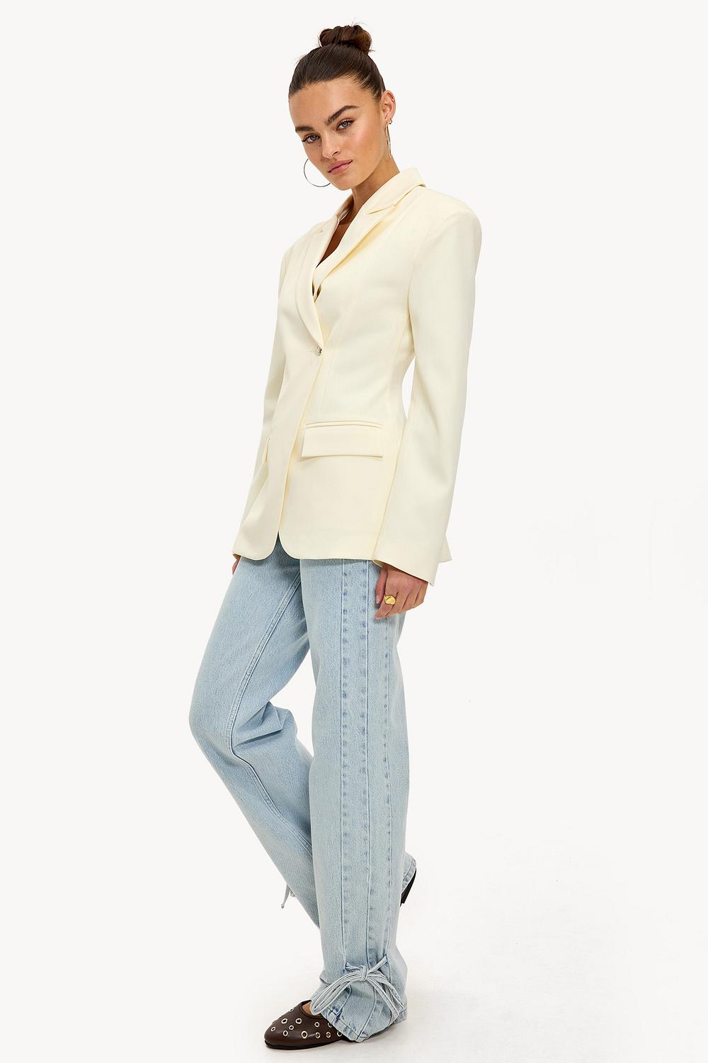 Blauwe denim straight fit jeans