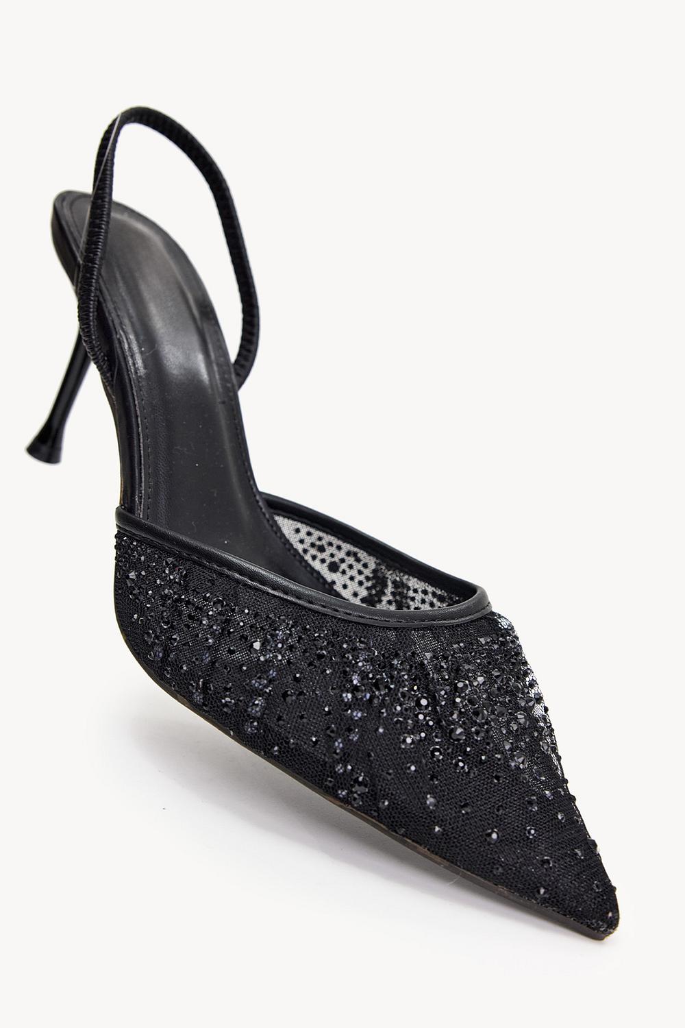 Tacones negros con strass