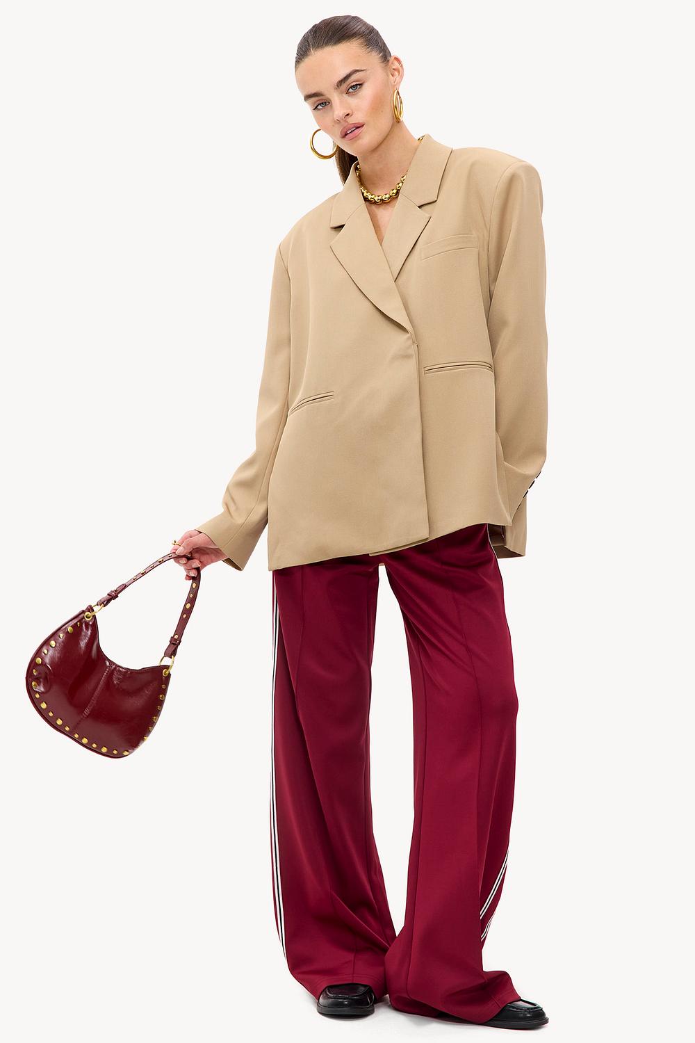 Dark red track pants