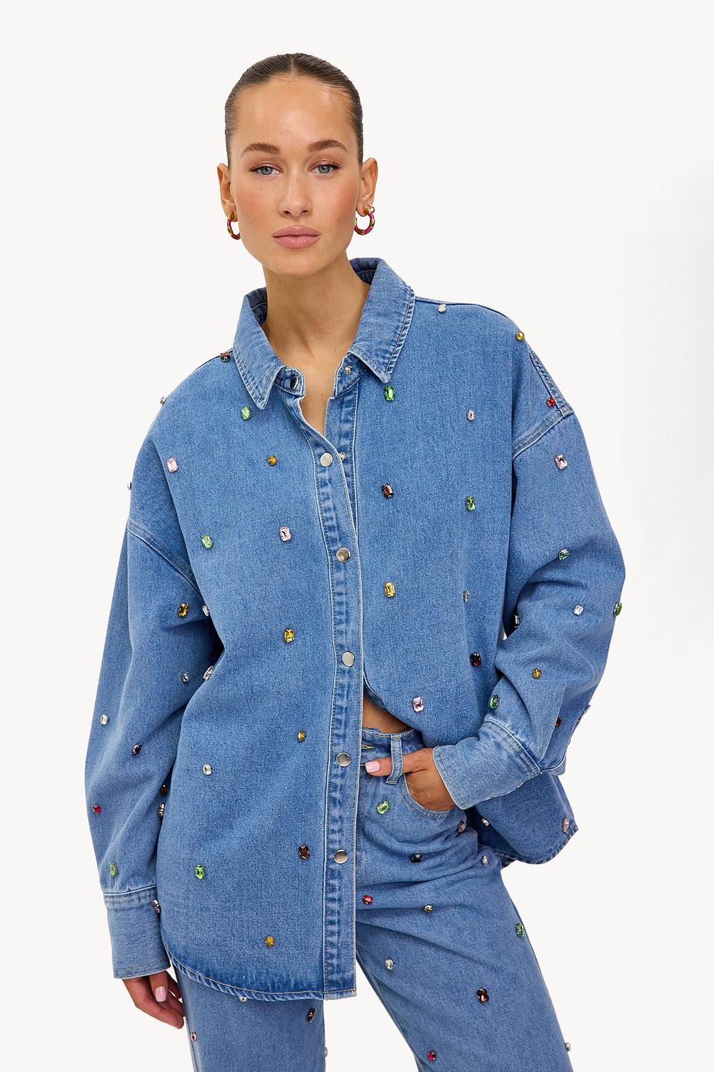 Veste en jean avec strass