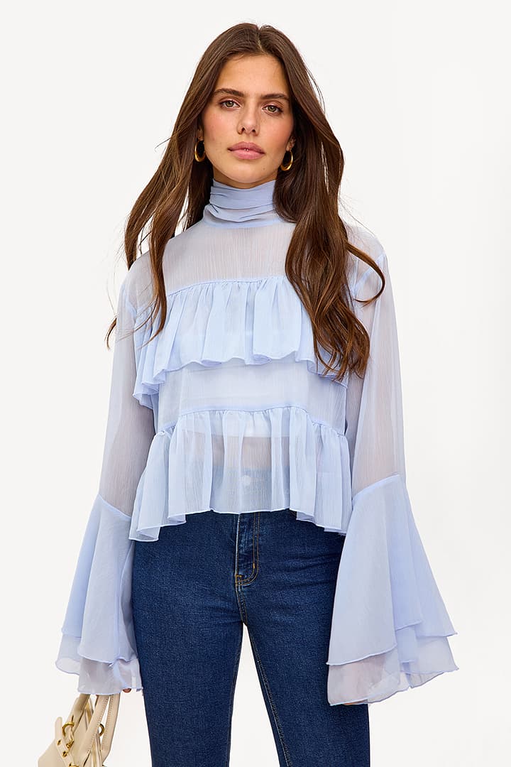 Lichtblauwe blouse