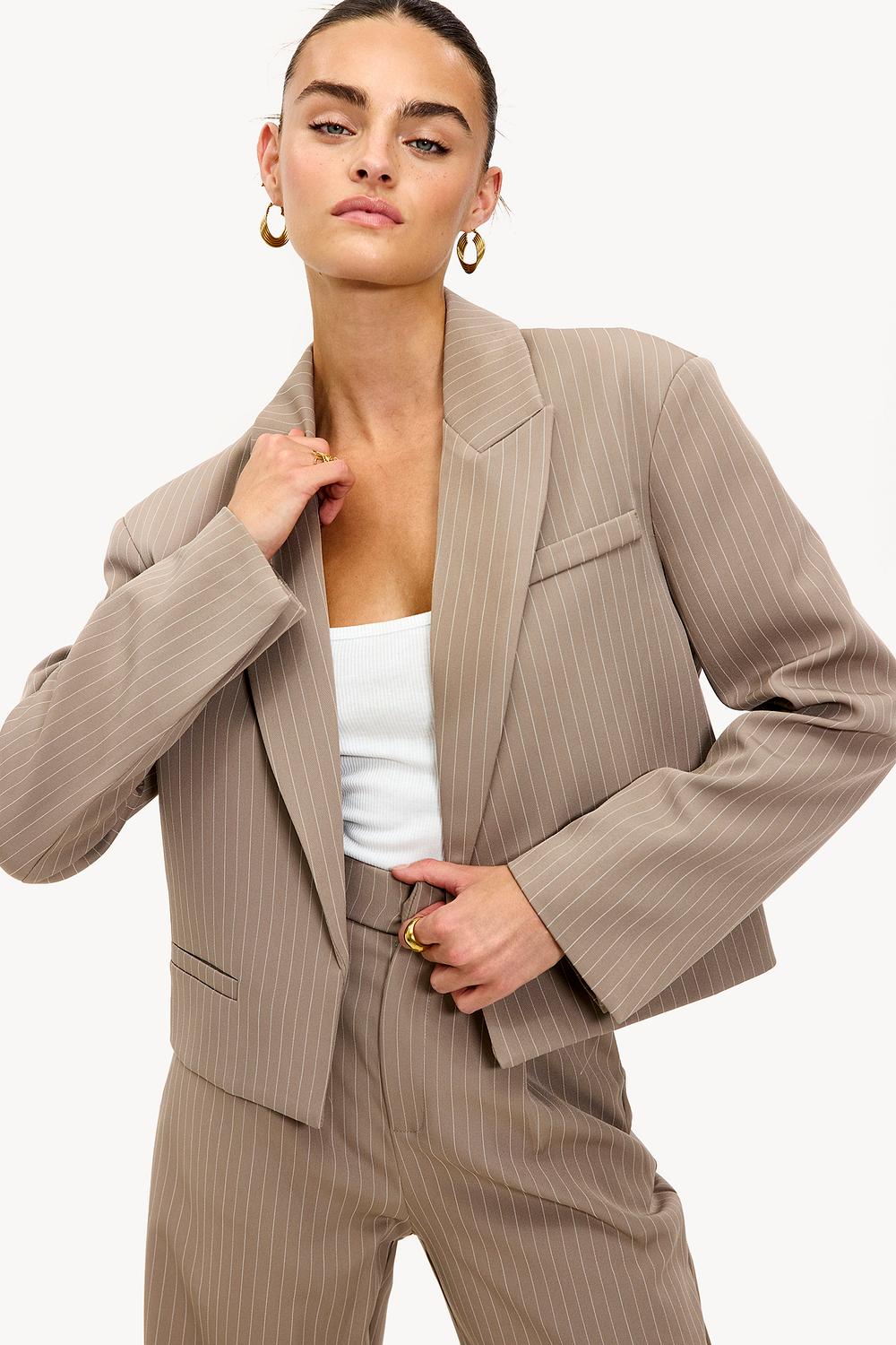 Taupe blazer with stripes