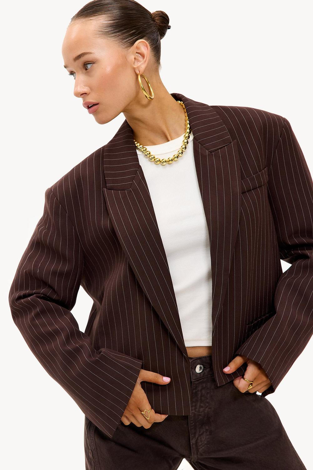 Brown blazer with stripes