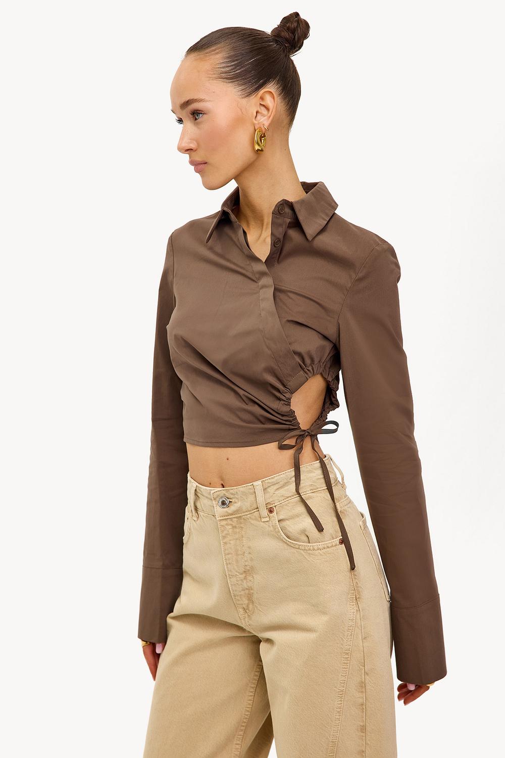 Chemisier court marron
