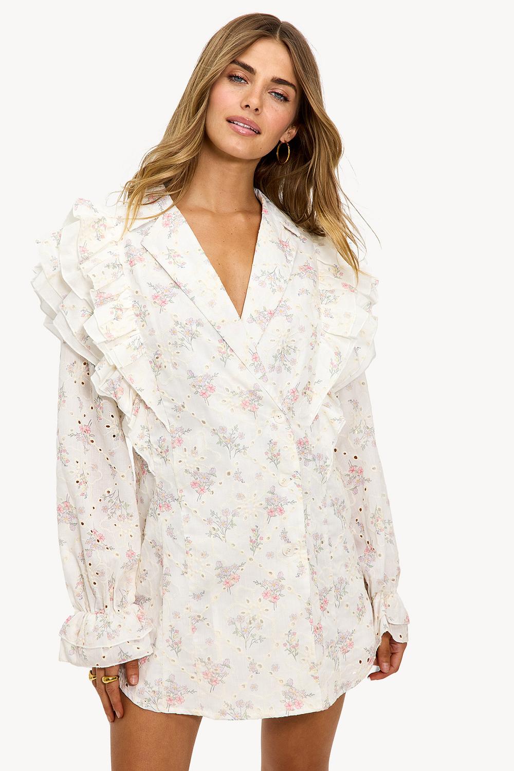 Vestido blanco con estampado floral