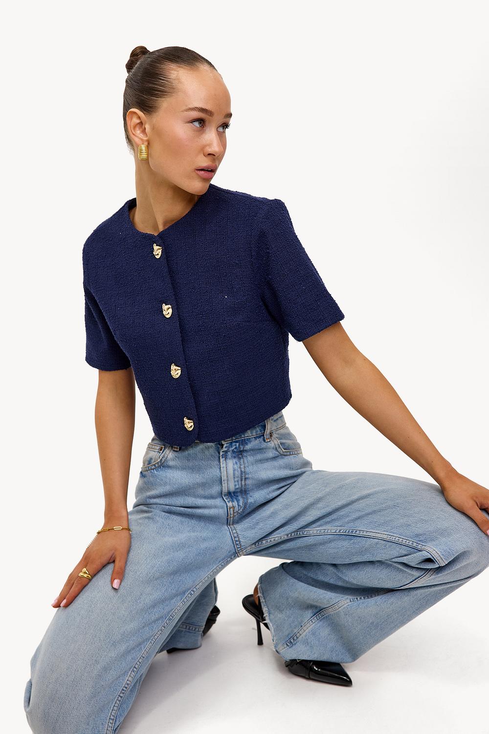Veste bouclette bleu foncé