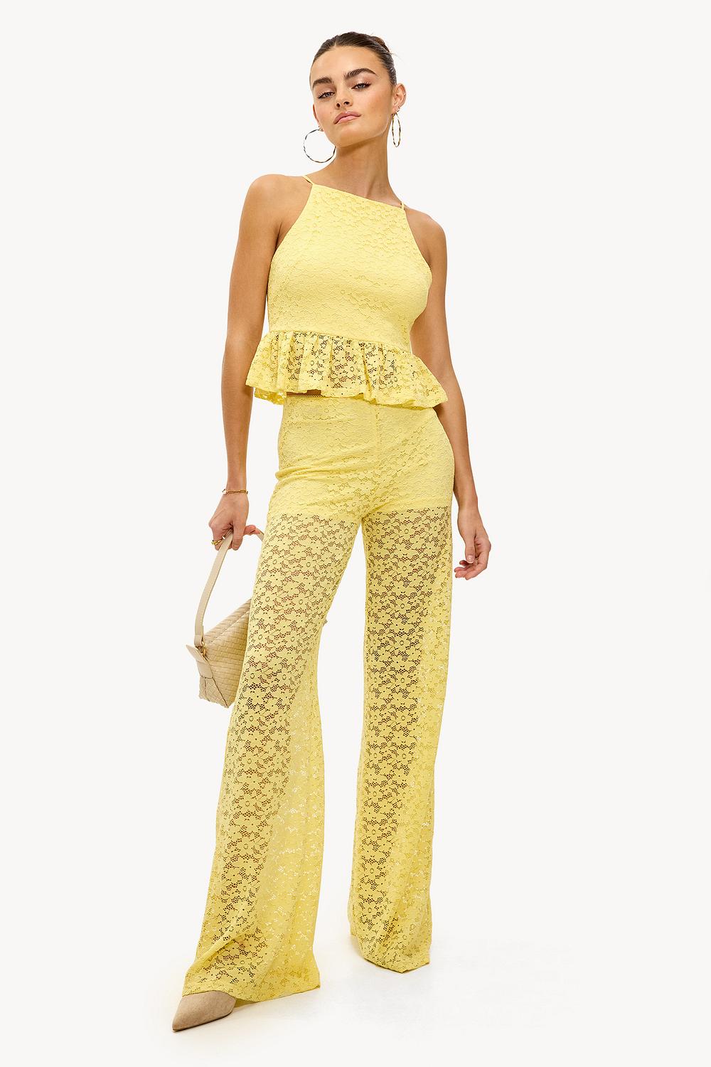 Gele broek met kant