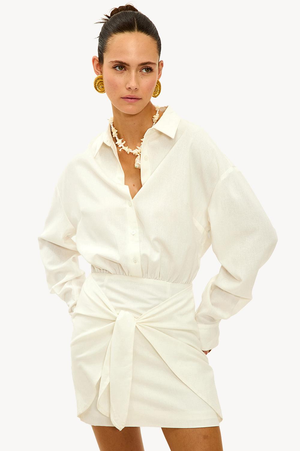 White dress with wrap