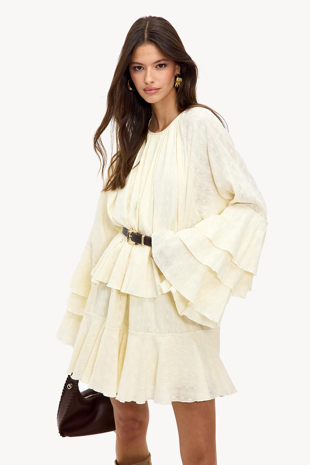 Offwhite jurk met ruffles
