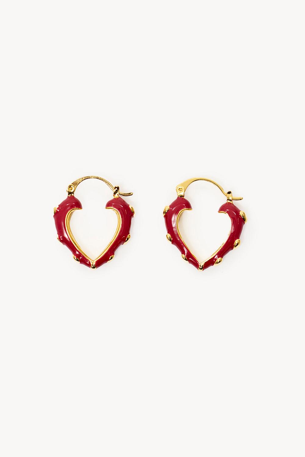 Boucles d'oreilles coeur rouge