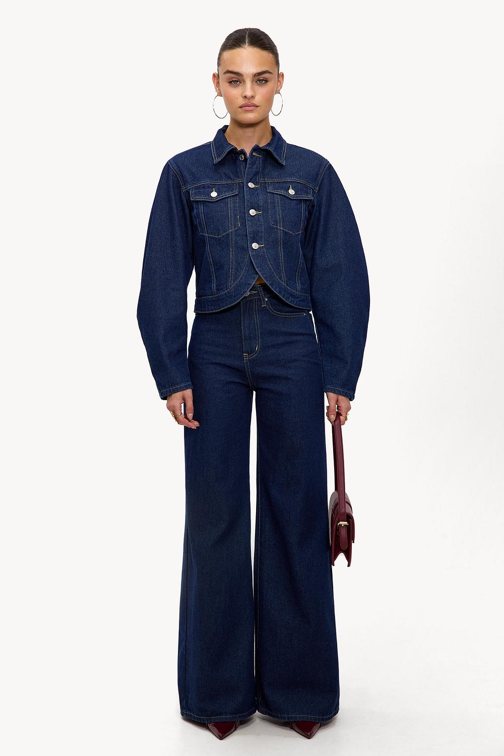 Donkerblauwe wide fit jeans