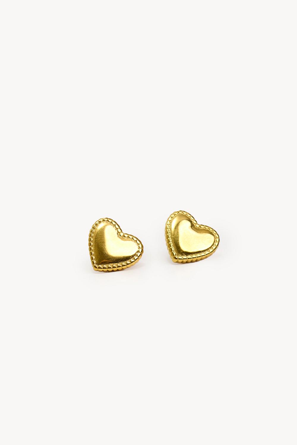 Pendientes corazón dorados