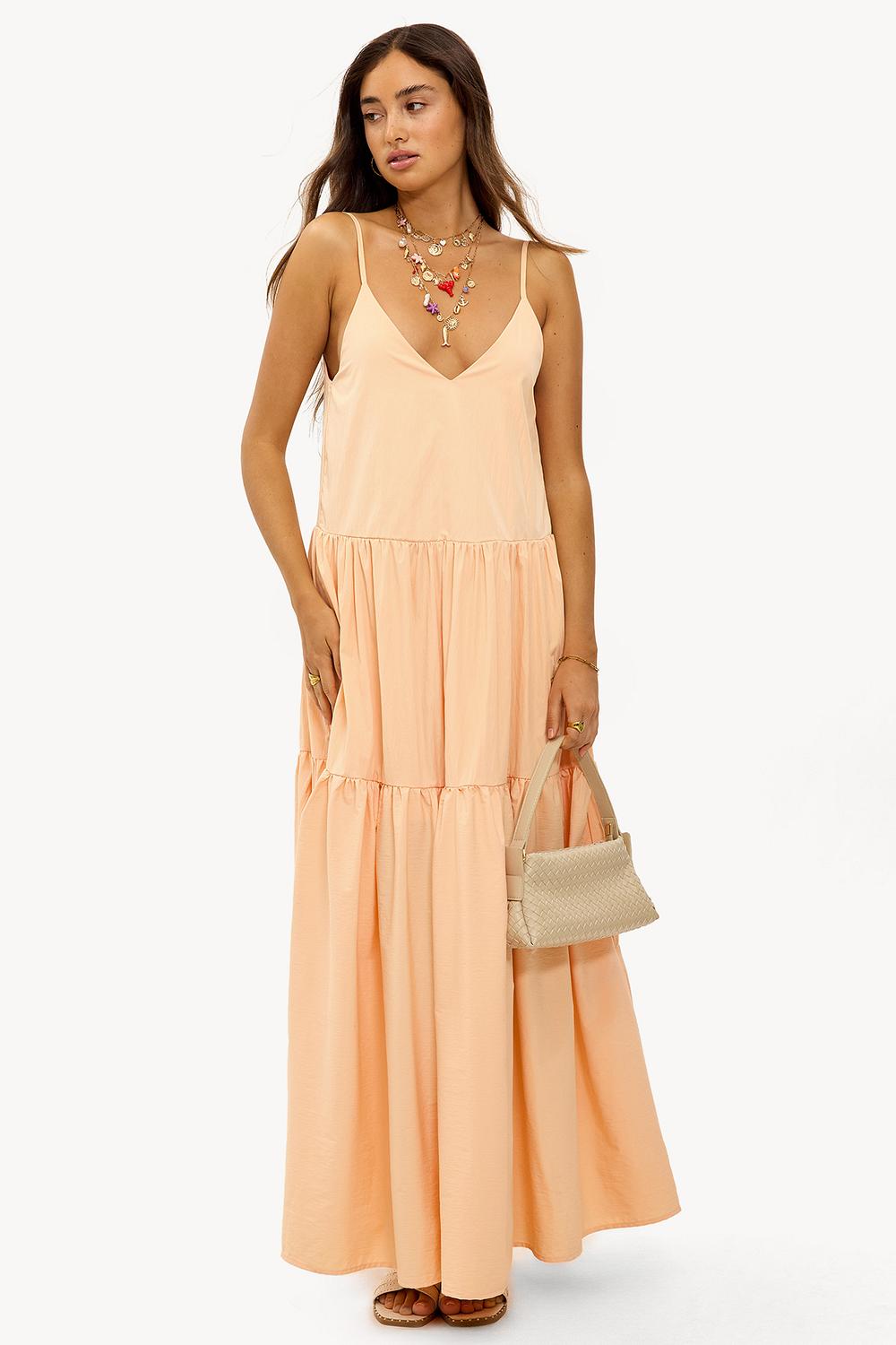 Robe longue corail