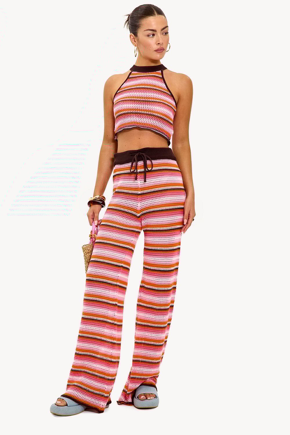 Pantalón de punto rosa